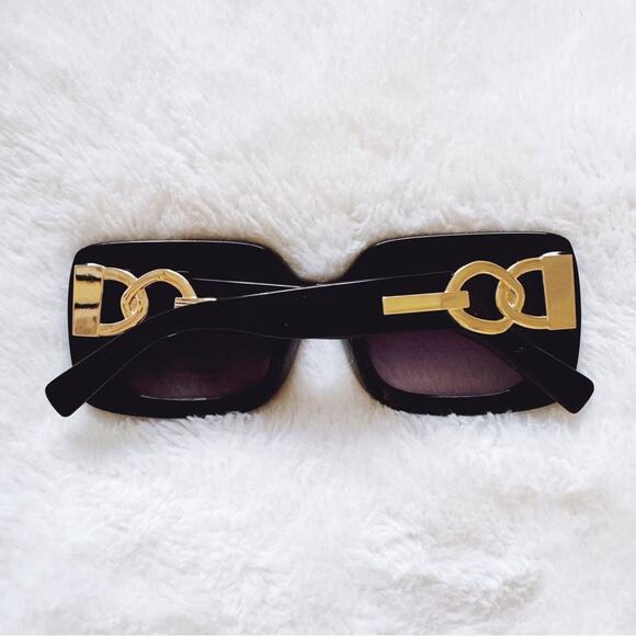 Camille Black Oversized Square Sunglasses - Picture 9 of 11
